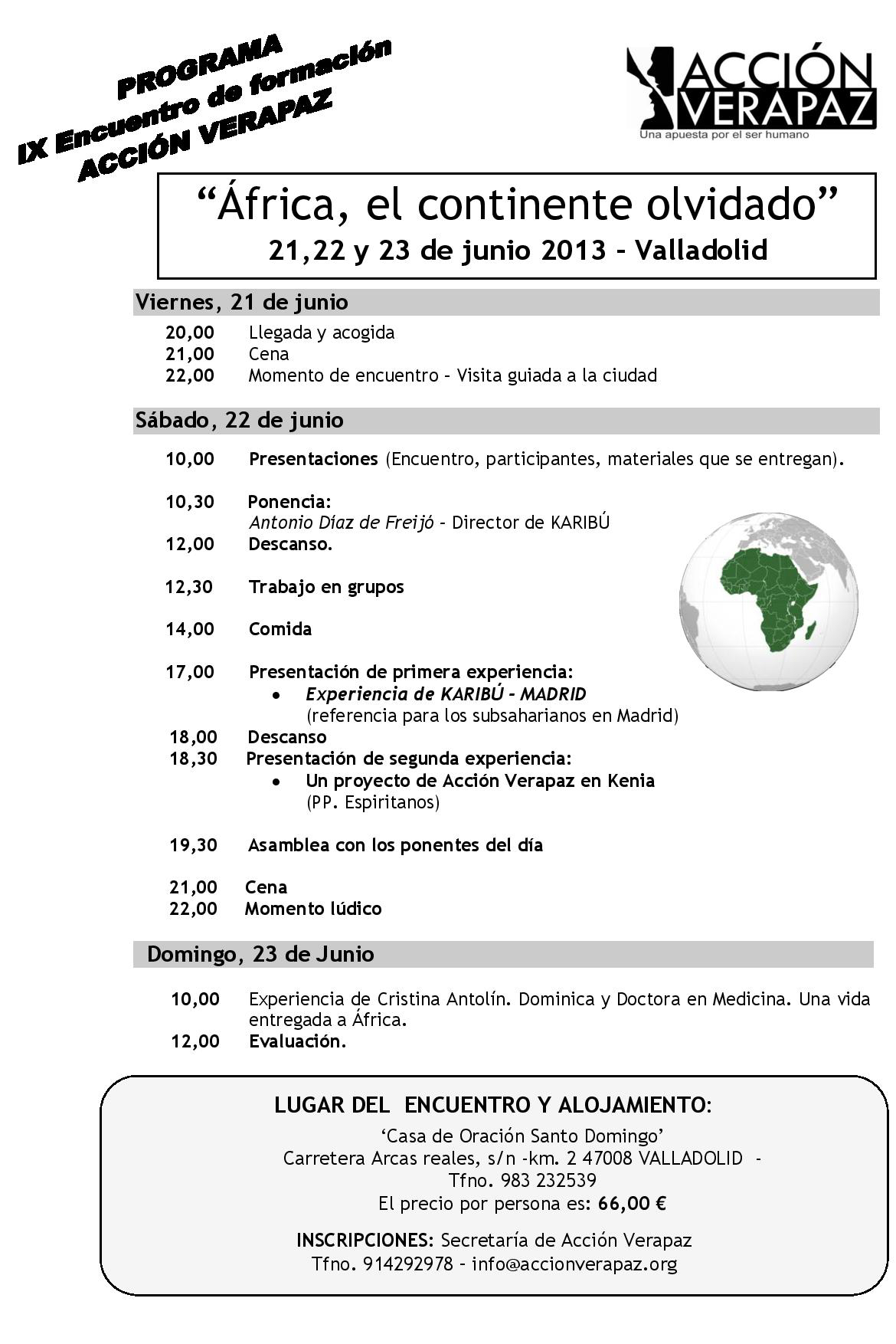 Programa del Encuentro de formacion en Valladolid