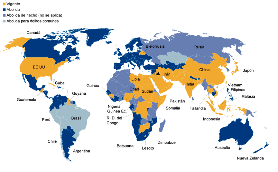 mapa pena de muerte